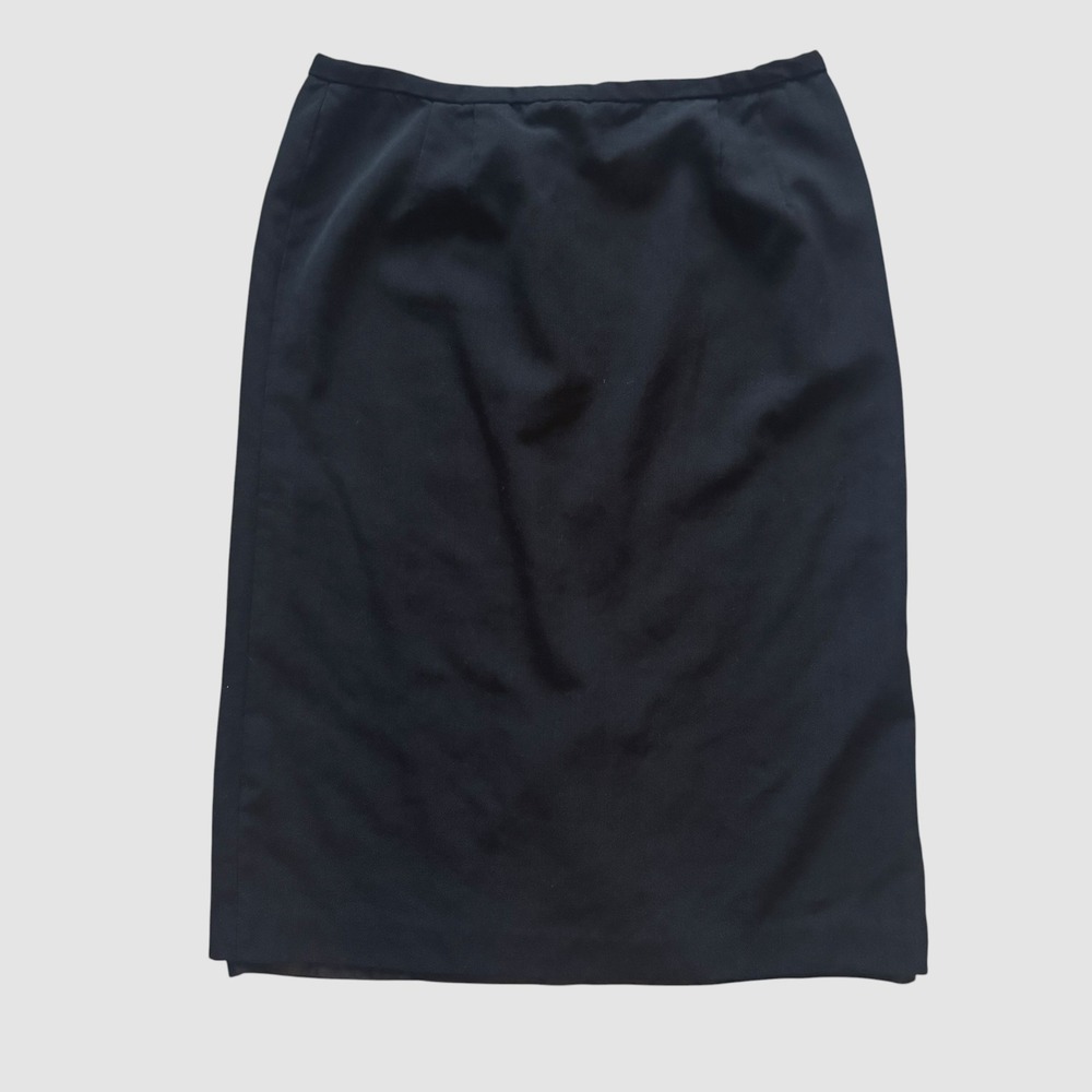 Field Manor Black 100% Worsted Wool Pencil Skirt Vintage 10 12 Professional Navy